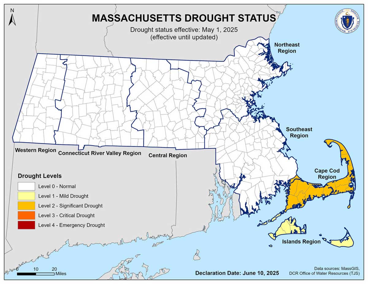 Massachusetts Drought Status, drought status effective: May 1, 2025