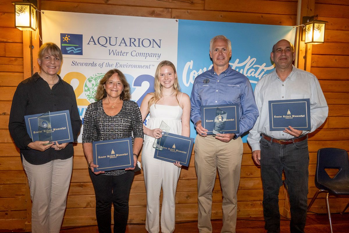 Aquarion's 2022 Environmental Champion Award winners posing for a group photo