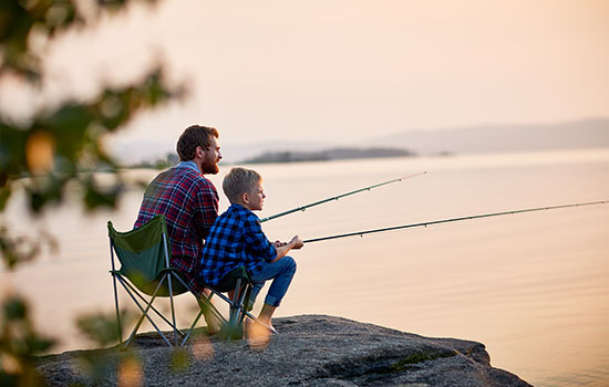 father and son fishing